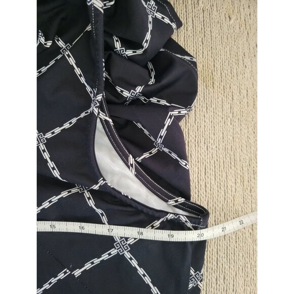 Lulu B Black White chain Print Maxi Dress Ruffled neck size XL UPF 50 Resort - Picture 9 of 10